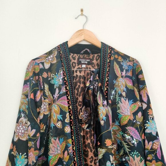 Johnny Was Velvet Mix Smoking Jacket Belted Kimono XS - Picture 6 of 12